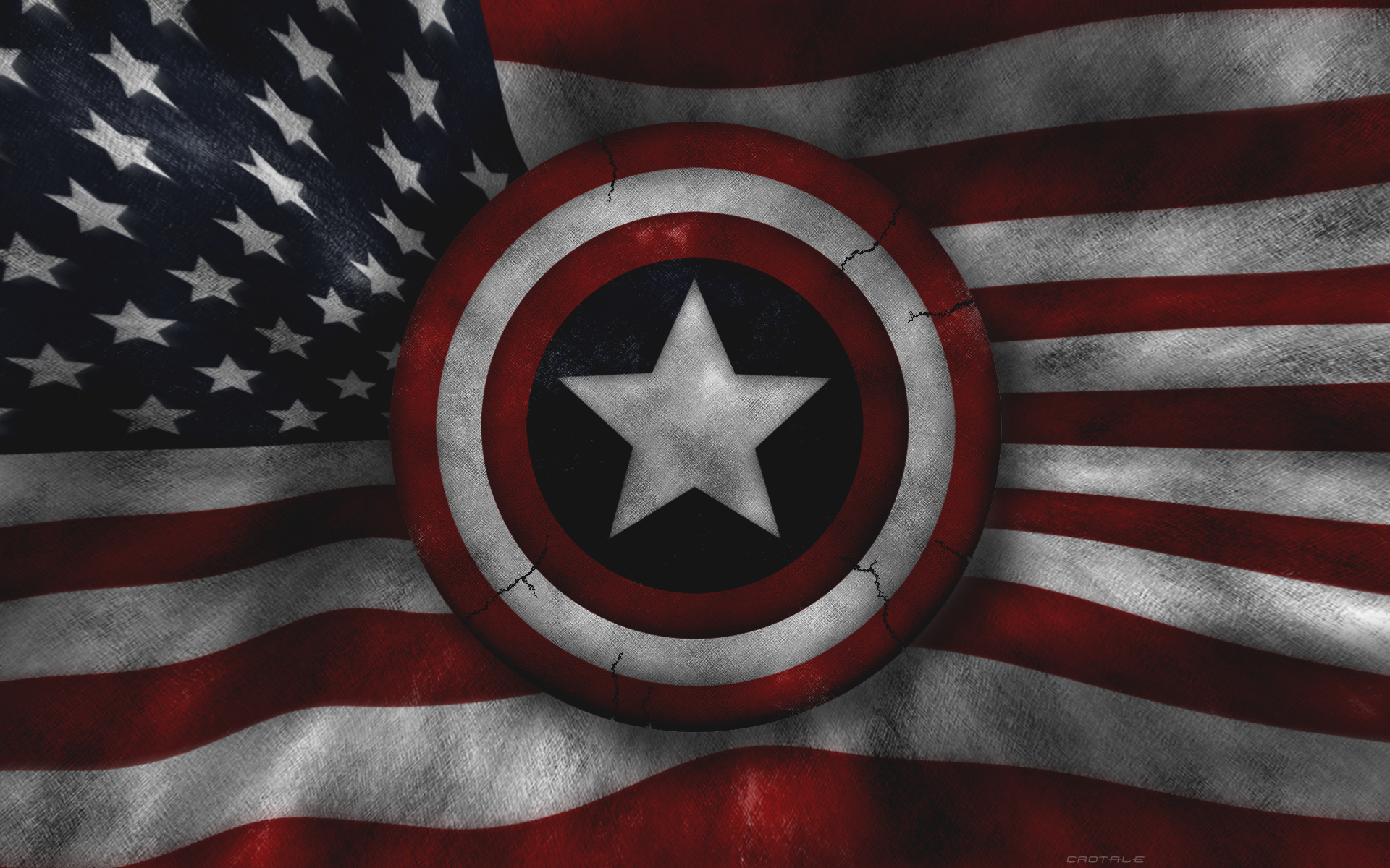 Captain America Shield And Flag - HD Wallpaper 