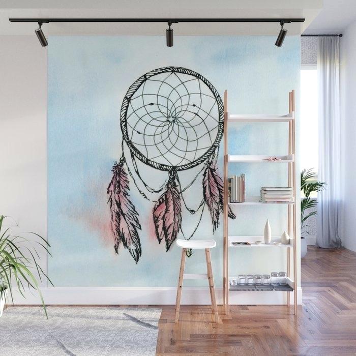 Wall Dreamcatcher Dream Wall Mural Dreamcatcher Wallpaper - Wall Decoration Shelves For Teenagers Girls - HD Wallpaper 