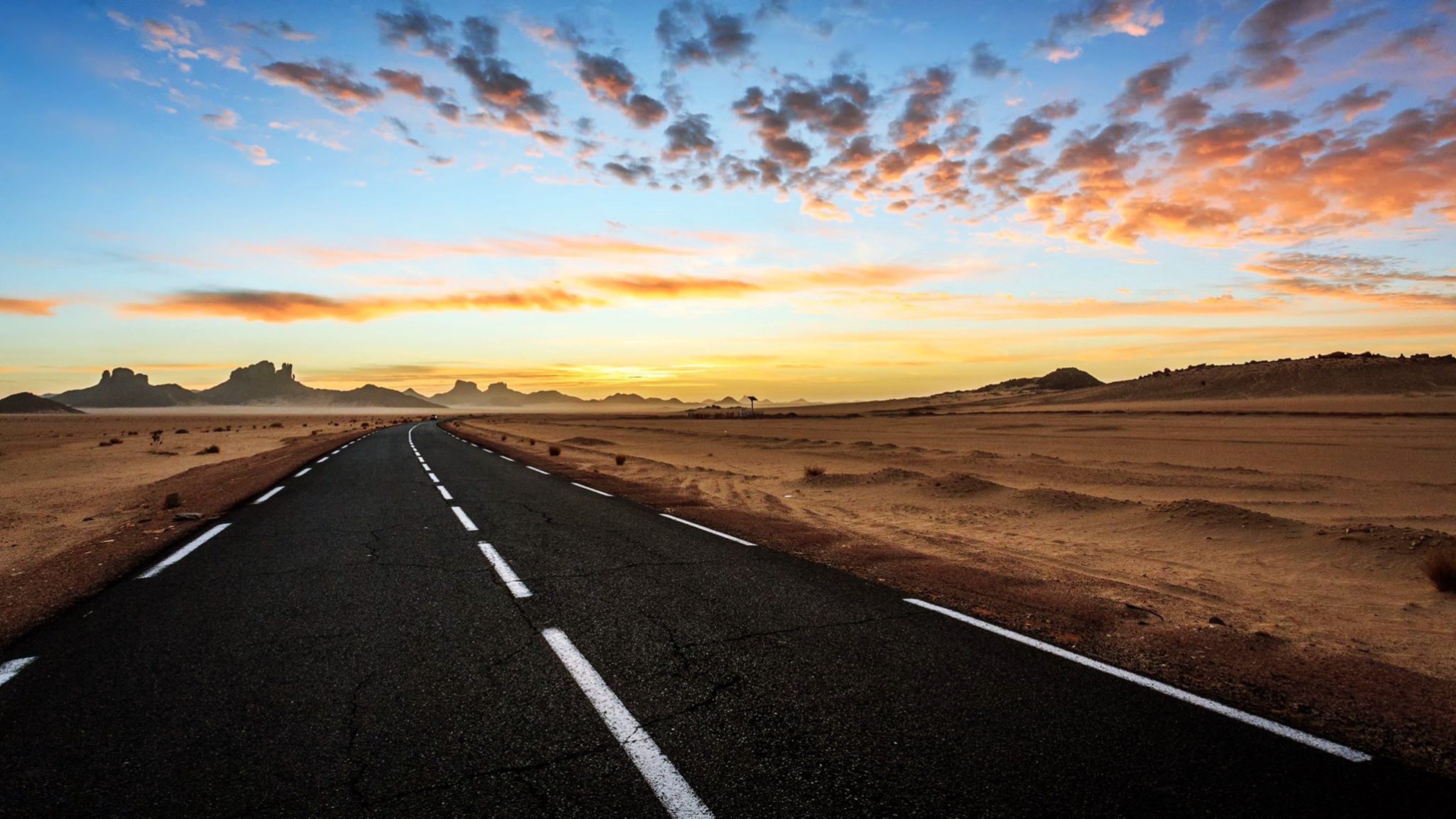Djanet Desert Road Wallpaper 4k Hd Download For Desktop - 4k Road - HD Wallpaper 