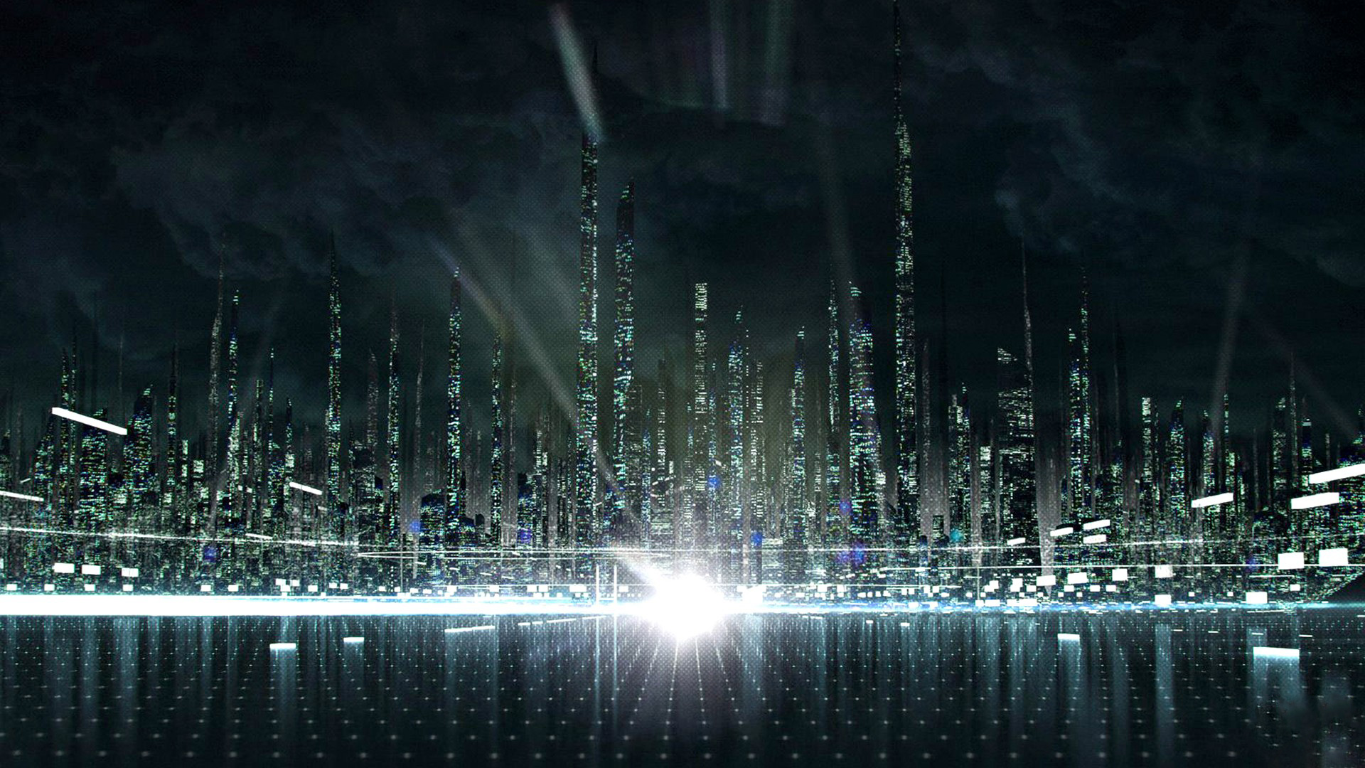 3d Concept Background Wallpaper - Tron Legacy Skyline - HD Wallpaper 