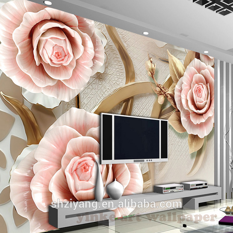 Custom Wallpaper 3d Background Relief Rose Mural 3d - Wallpaper - HD Wallpaper 