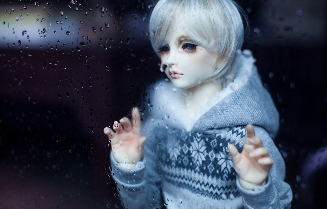 Photo Wallpaper Sadness, Sadness, Doll, Guy, White - Dolls Wallpaper Green Hair - HD Wallpaper 