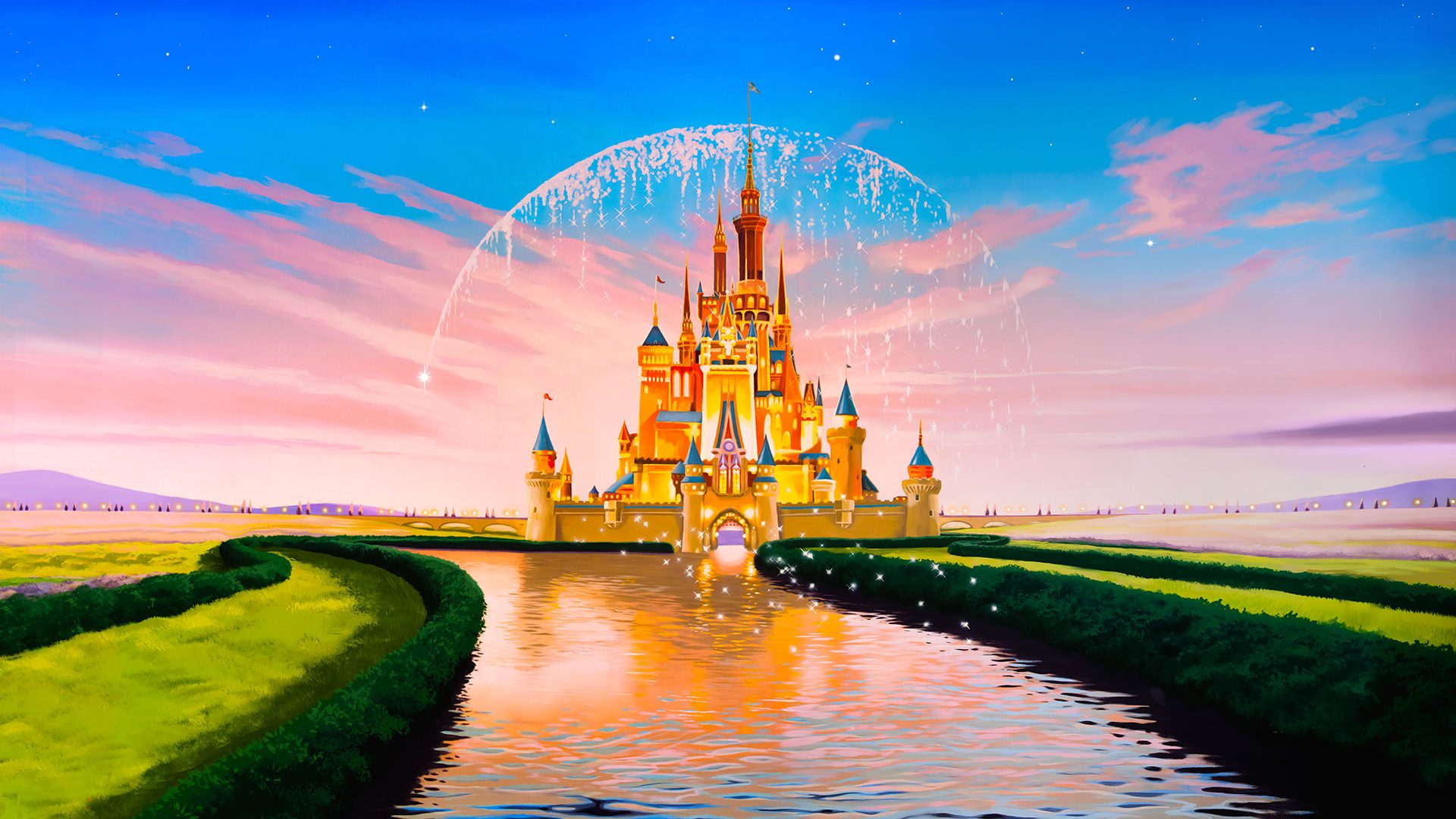 Background Disney Castle Cartoon - HD Wallpaper 