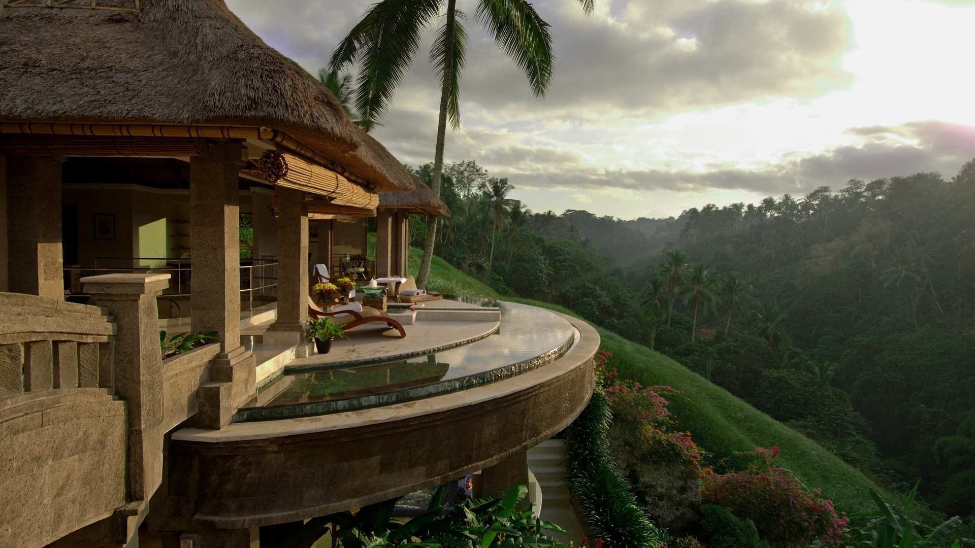 Wallpaper House, Paradise, Beautiful, Palm Trees, Balcony, - HD Wallpaper 