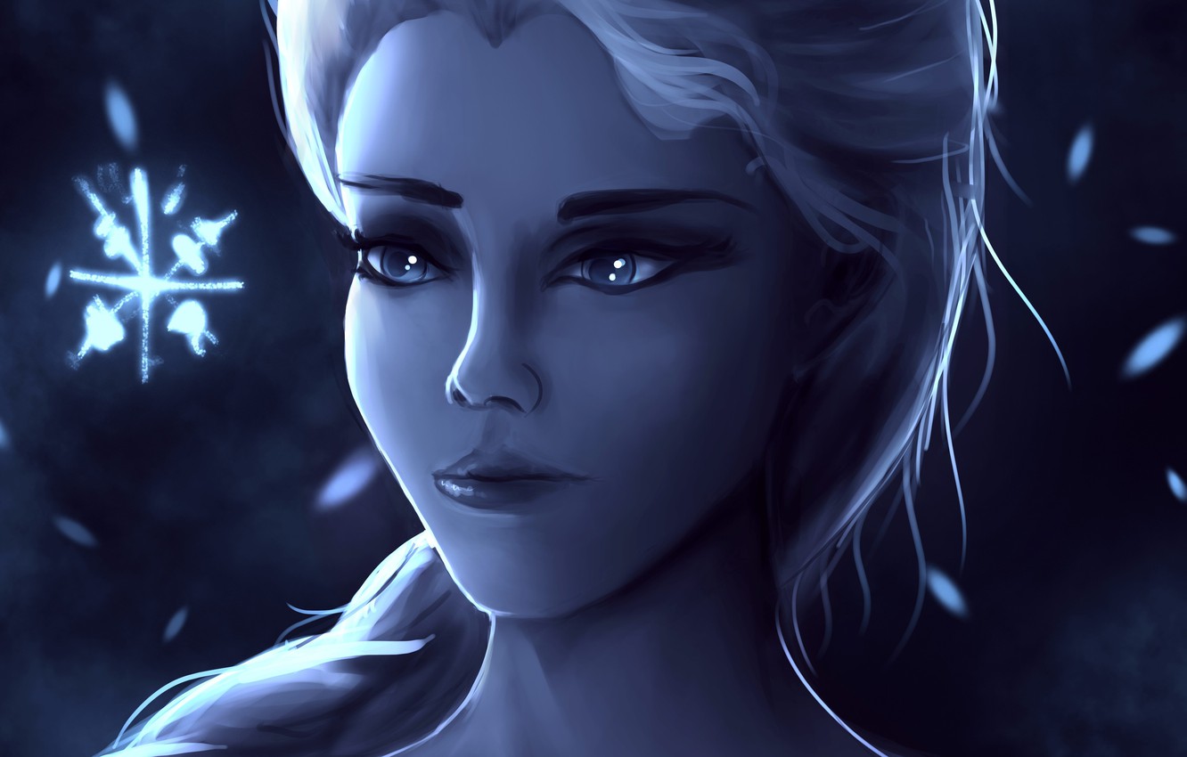 Photo Wallpaper Girl, Snowflakes, Face, Background, - Female Disney Princess Fantasy Art - HD Wallpaper 