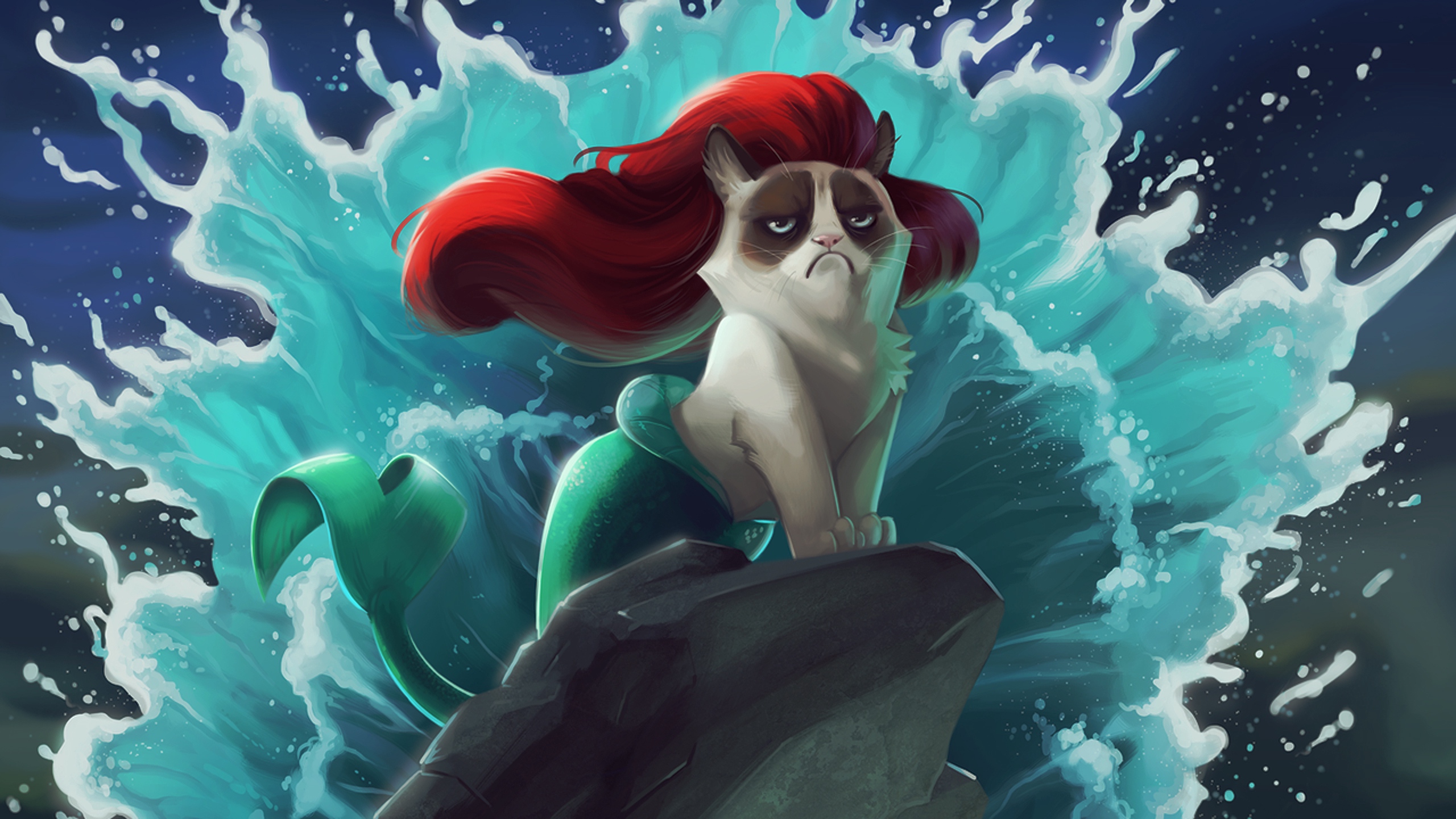 Mermaid Wallpaper Android Apps On Google Play 1920ã1200 - Grumpy Cat Mermaid - HD Wallpaper 