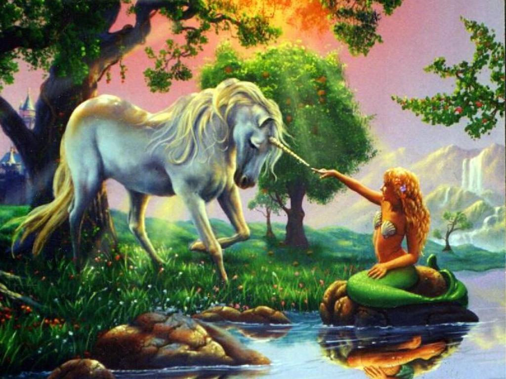 Unicorn And Mermaid - Mermaids Unicorns And Dragons - HD Wallpaper 
