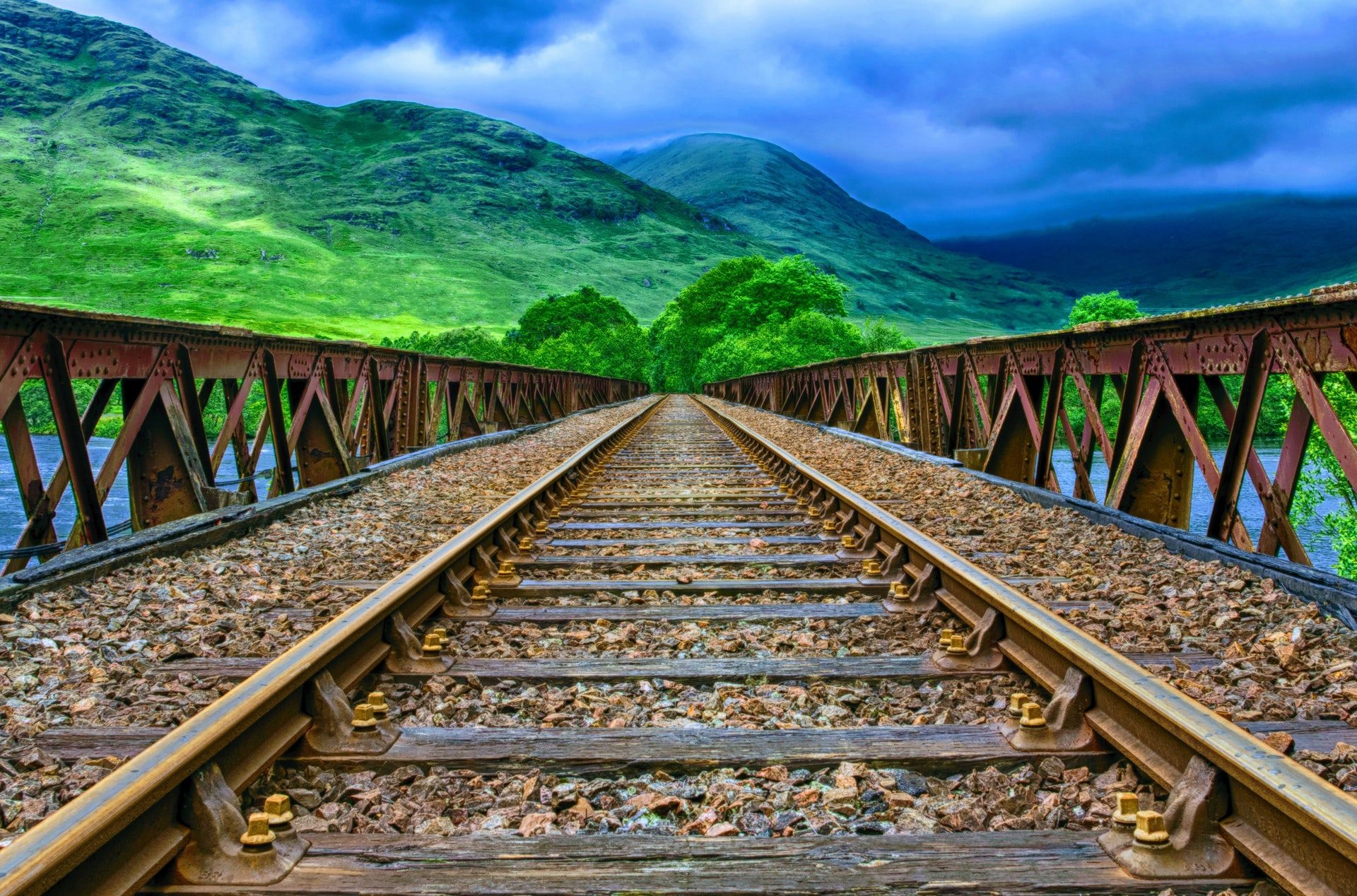 Long Sad Railway- Track With Nature Wallpaper For Free - Rail Track Background Hd - HD Wallpaper 
