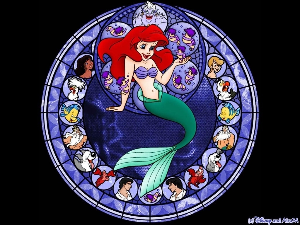 The Little Mermaid Wallpaper - Stained Glass Windows Disney - HD Wallpaper 