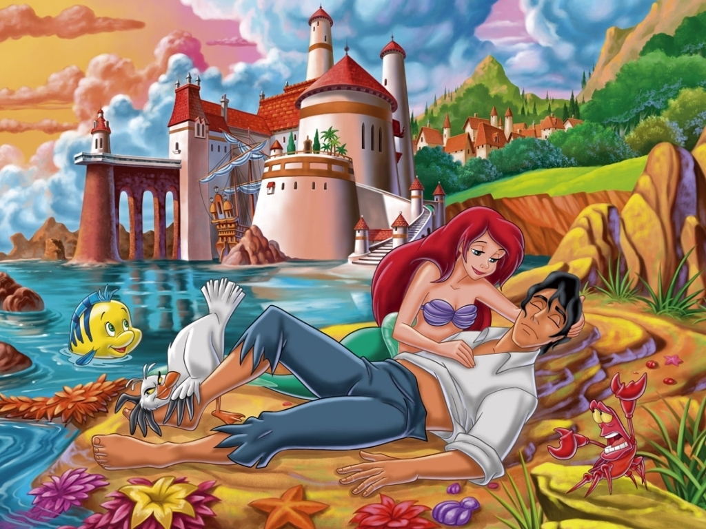 The Little Mermaid Wallpaper - Disney Princess Ariel And Eric - HD Wallpaper 