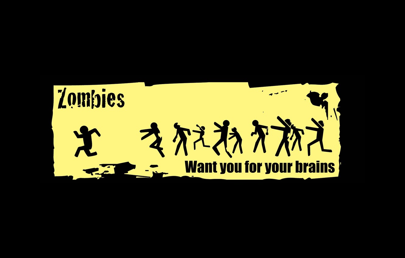 Photo Wallpaper Zombies, Black, Yellow, Sign, Danger - Zombies Vs Necrophiliacs - HD Wallpaper 
