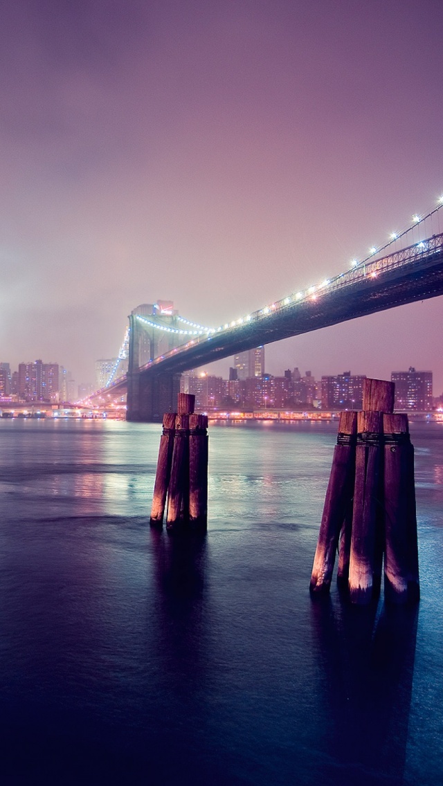 Brooklyn Bridge Night Skyline New York - HD Wallpaper 