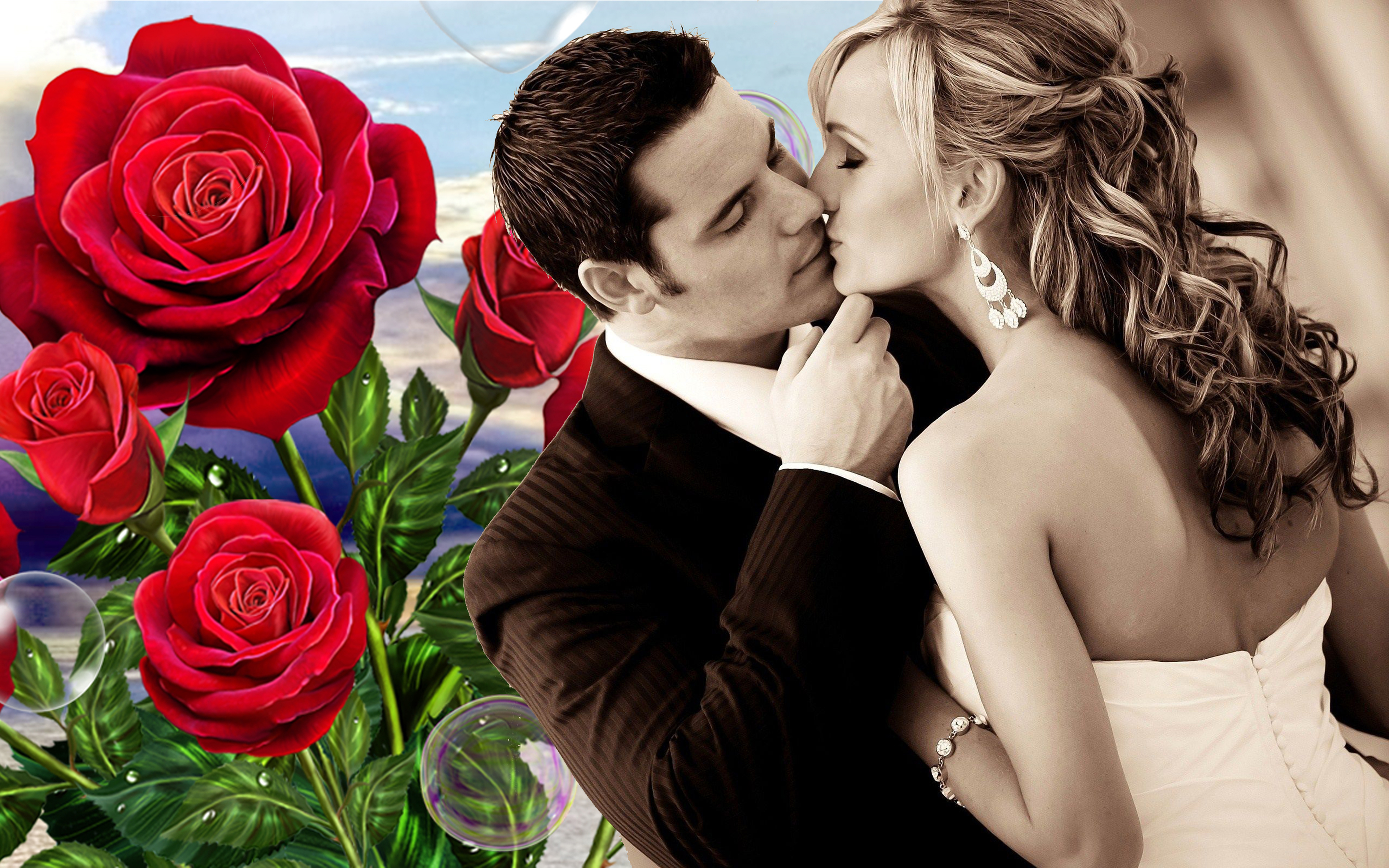 Romantic Kissing Wallpaper Download - HD Wallpaper 
