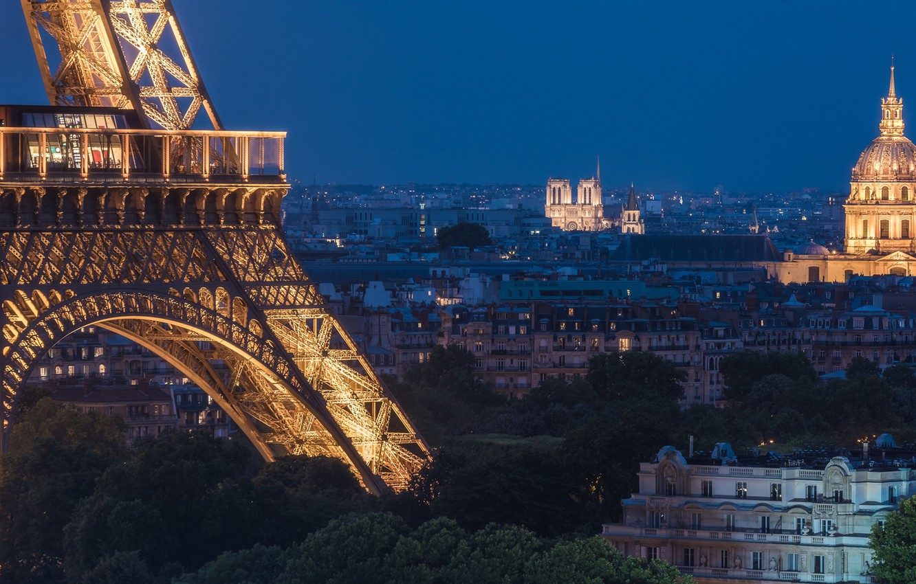 Photo Wallpaper France, Paris, Home, Panorama, Eiffel - Eiffel Tower Notre Dame - HD Wallpaper 