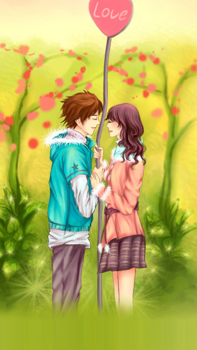 Cartoon Girl Boy Love 640x1136 Wallpaper Teahub Io