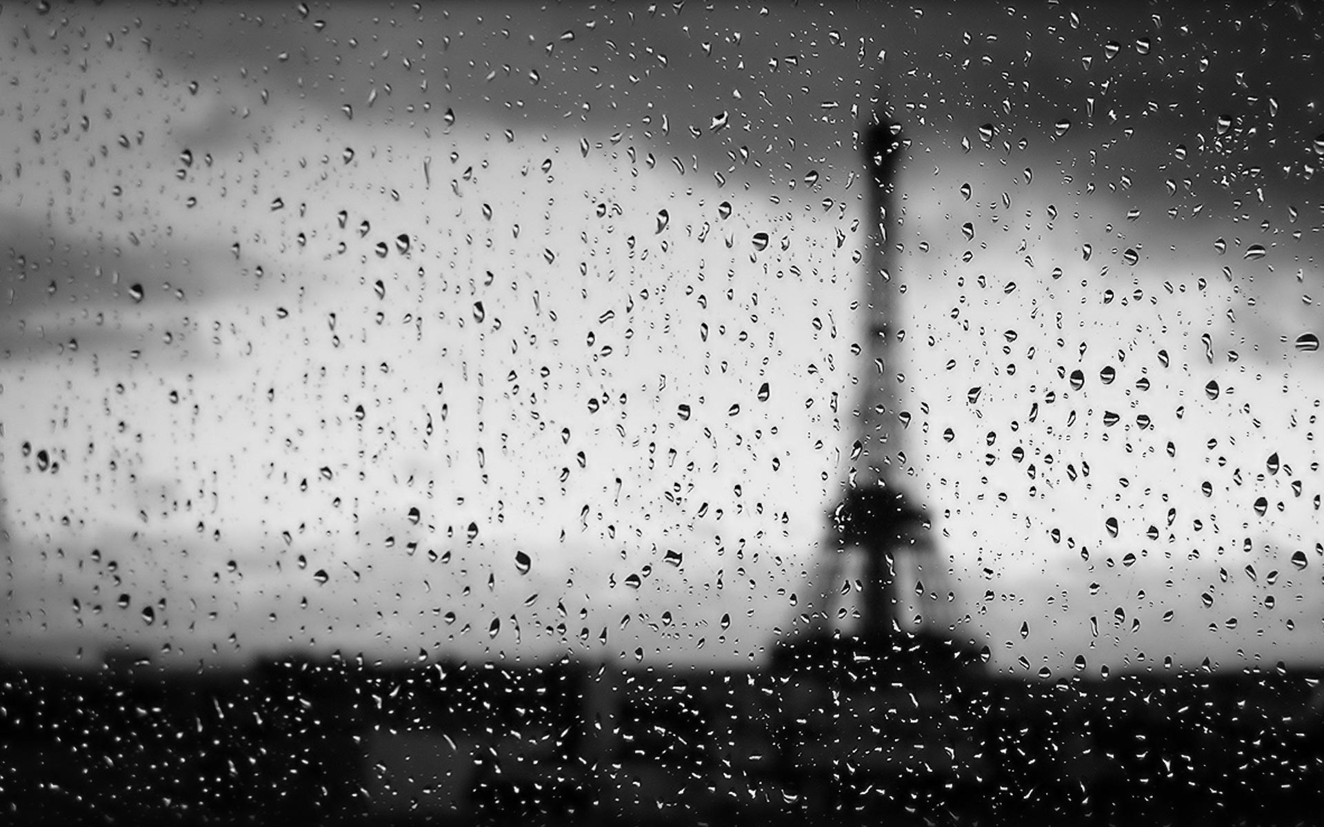 Black And White Rain - HD Wallpaper 