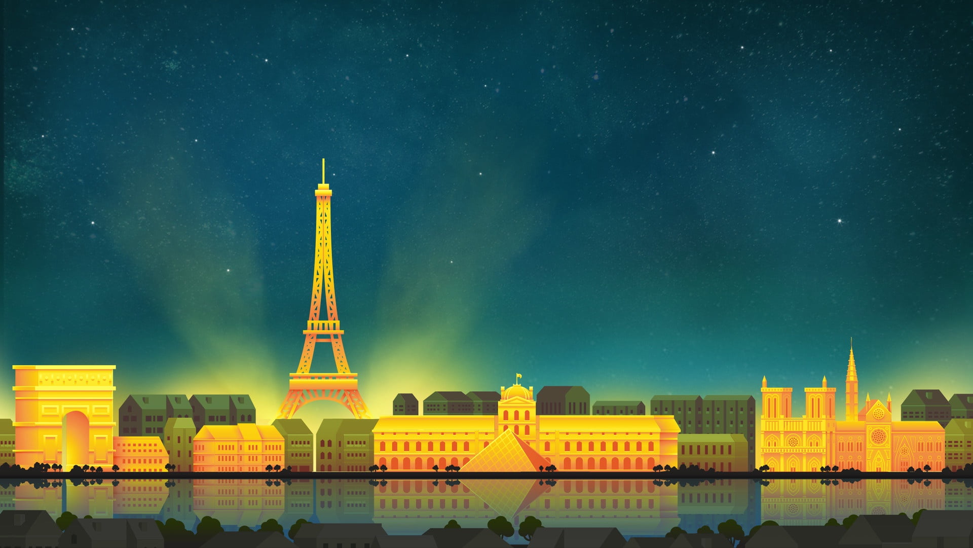 Eiffel Tower Illustration - HD Wallpaper 
