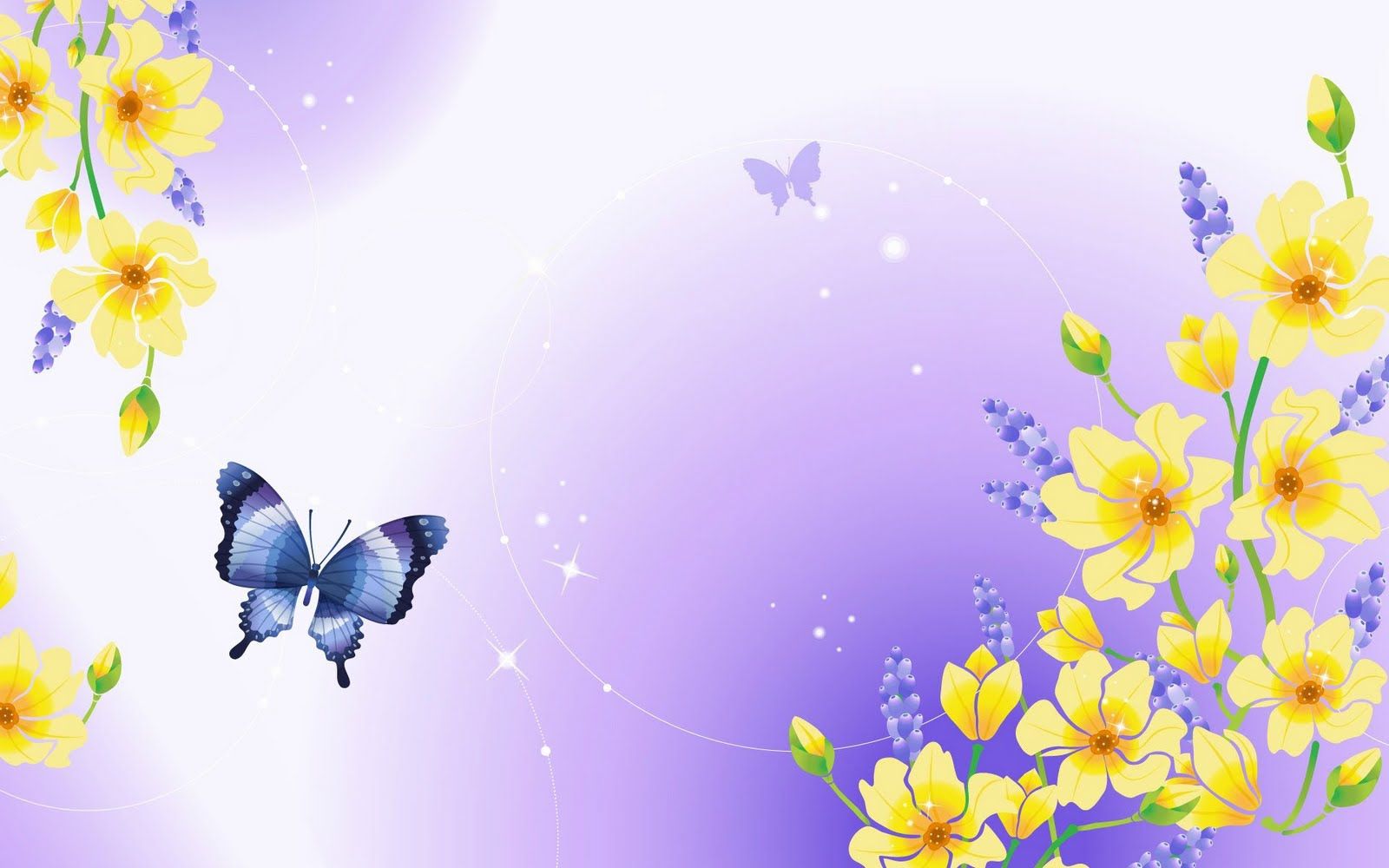 Gambar Wallpaper Cantik - Butterfly Yellow Flowers - HD Wallpaper 