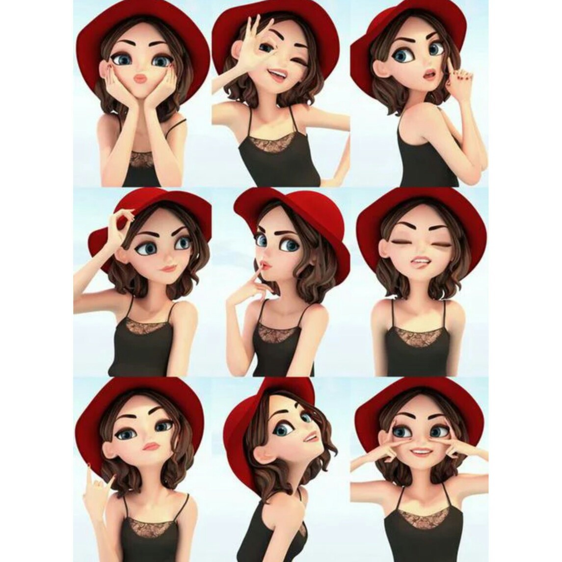 Cartoon Girl With Red Hat - HD Wallpaper 