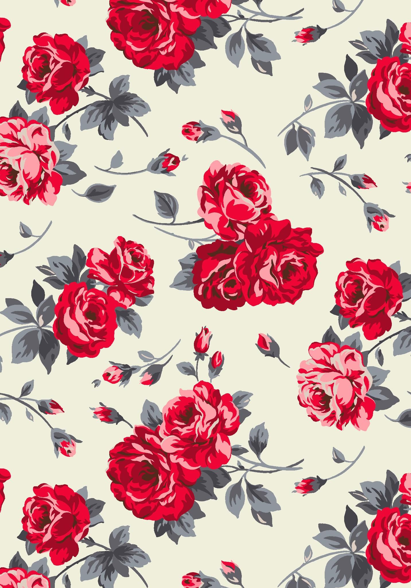 Vintage Floral Wallpaper Red - HD Wallpaper 