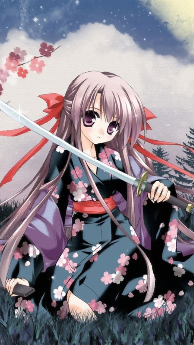 Anime Iphonewallpapers - Anime Samurai Girl - HD Wallpaper 