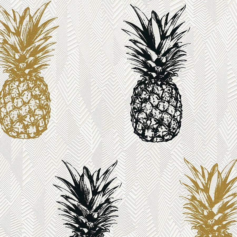 Tropicana Club Black And Gold Pineapple Wallpaper 
 - Black And Gold Pineapple - HD Wallpaper 