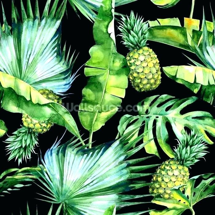 Pineapple Wallpaper For Walls Palm Leaf Decor Wallpape - Tropical Wallpaper Pinnapple And Leafs - HD Wallpaper 