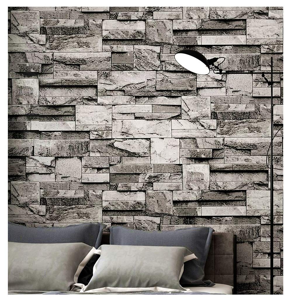 Blooming Wall 3d Faux Stone Brick Wall Mural Wallpaper - Living Room Brick Wallpaper Grey - HD Wallpaper 