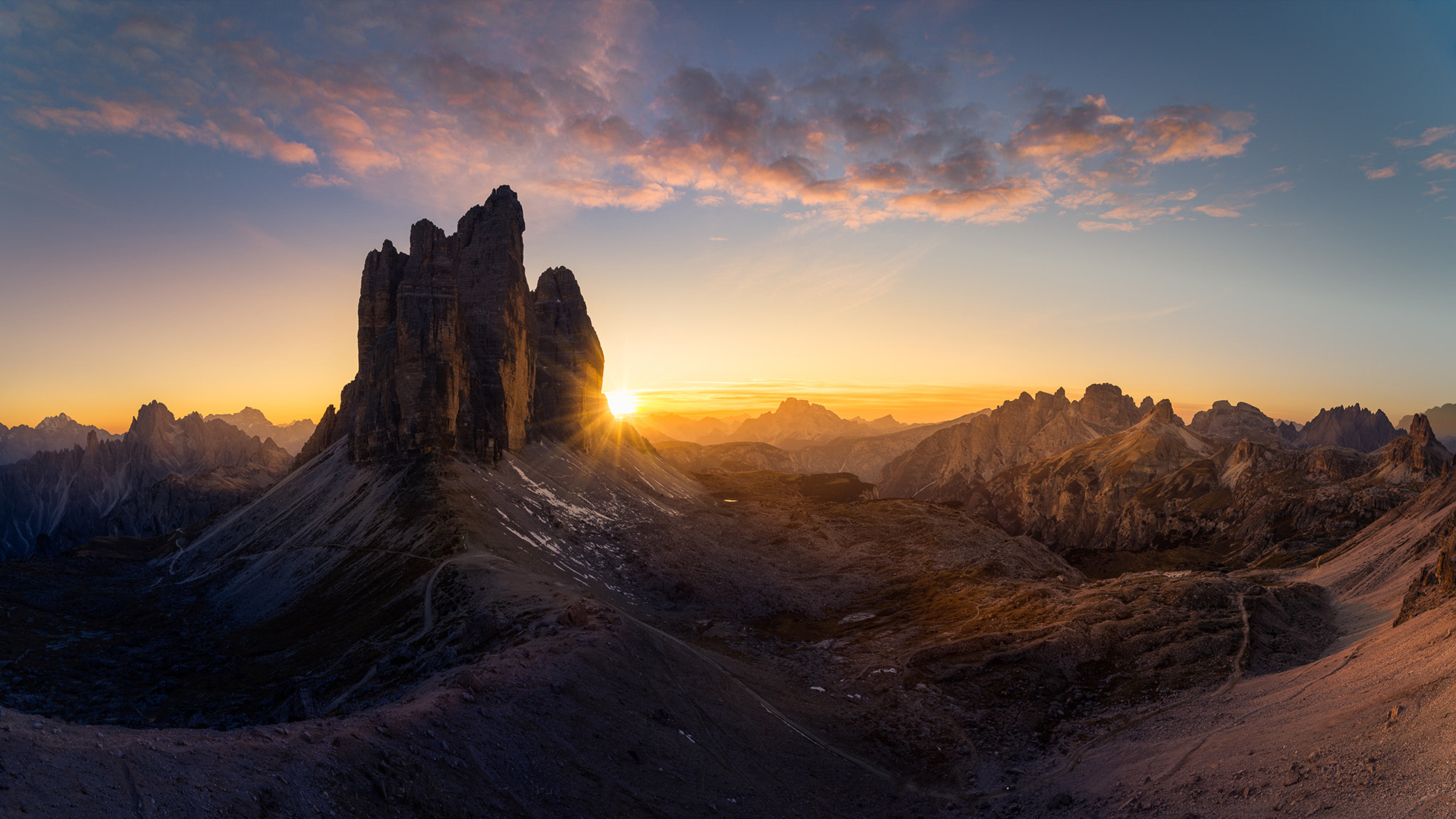 Tre Cime Di Lavaredo Sunrise - HD Wallpaper 