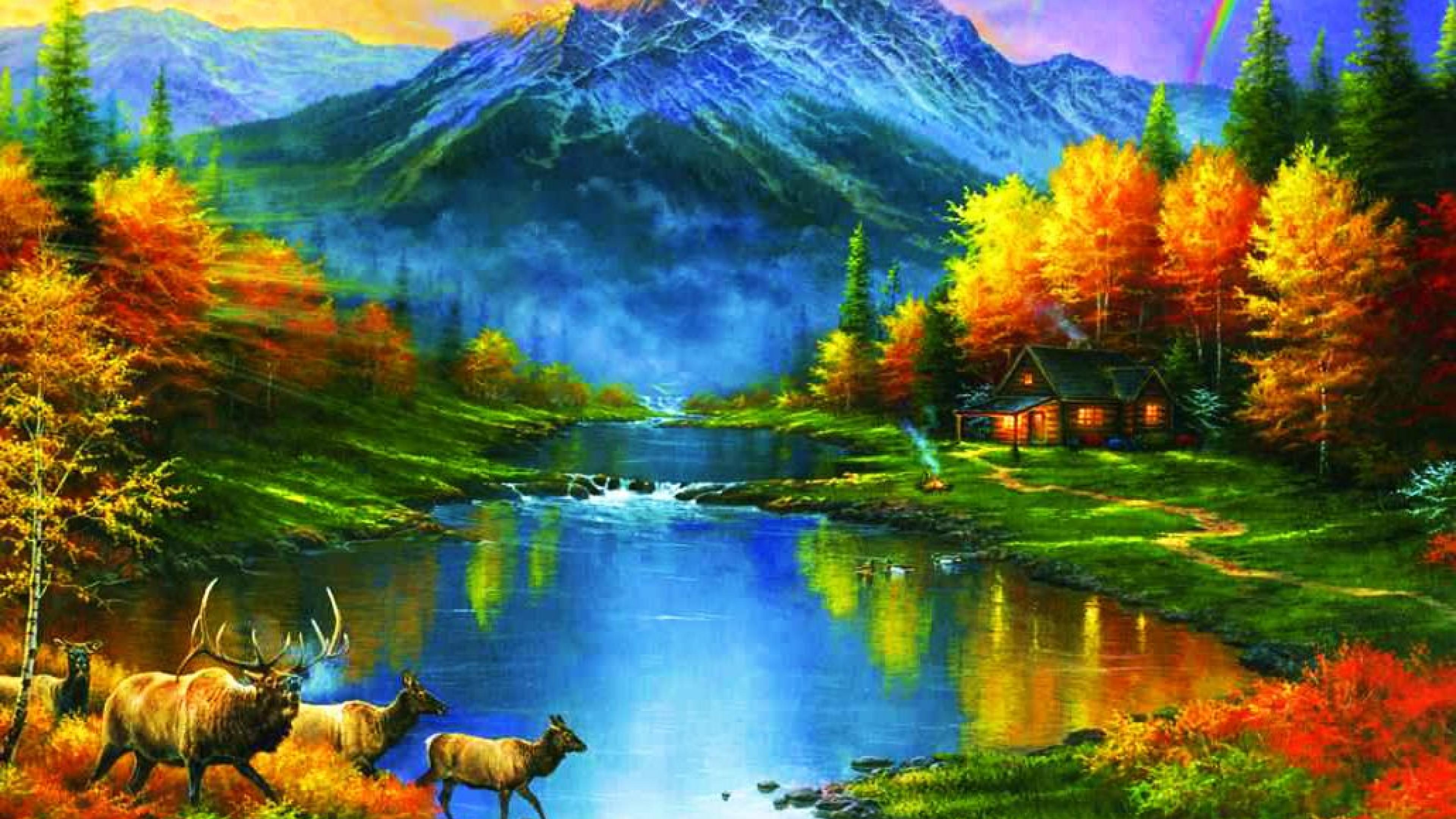 Cross Stitch Designs Mountains - HD Wallpaper 