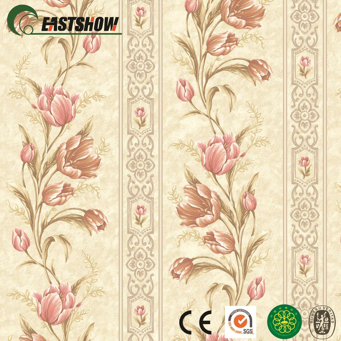 Big Size Flower Pattern Pvc Wallpaper For Home Decoration - Floral Design - HD Wallpaper 