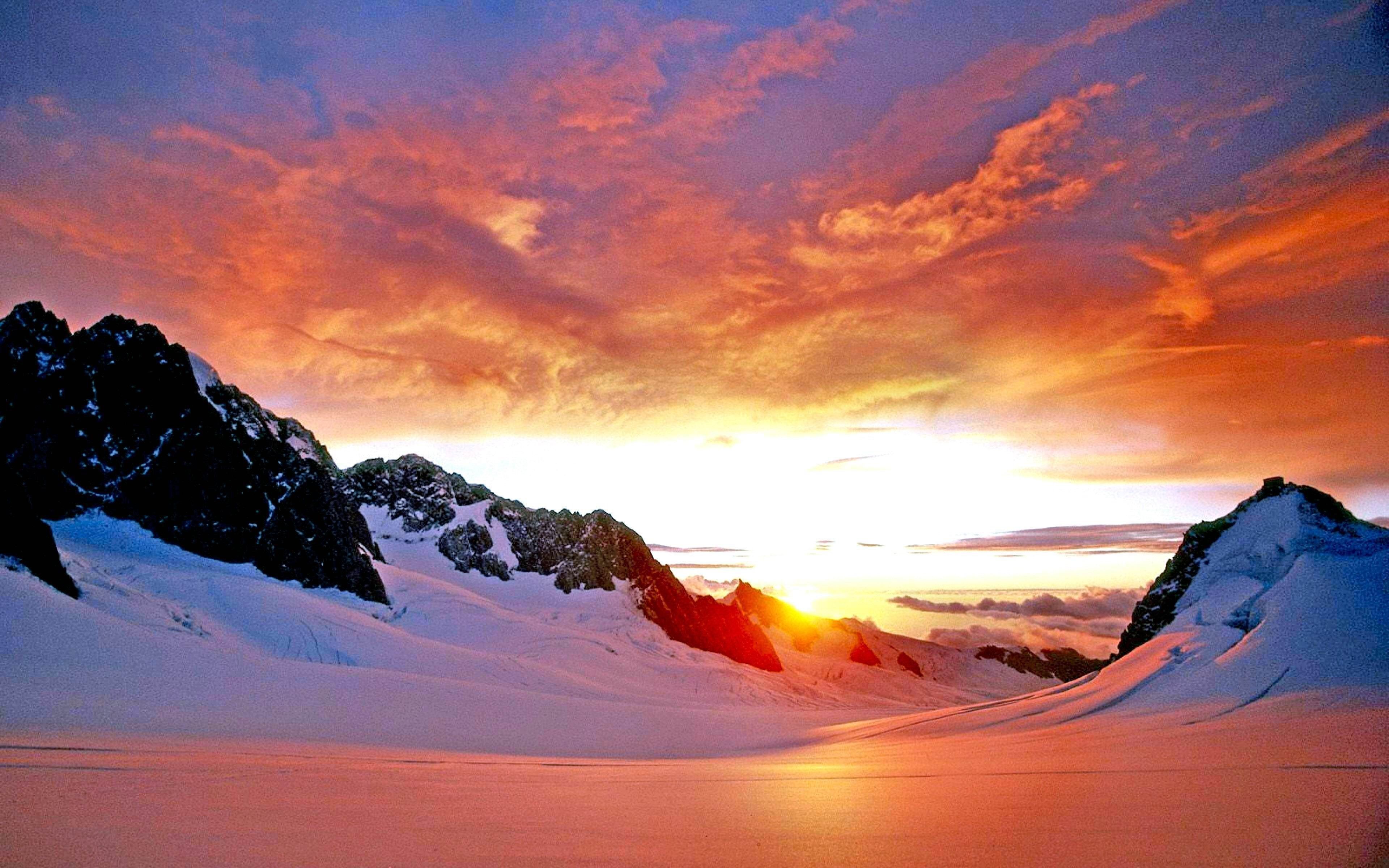 Sunset Winter Alps Of Siusi - HD Wallpaper 