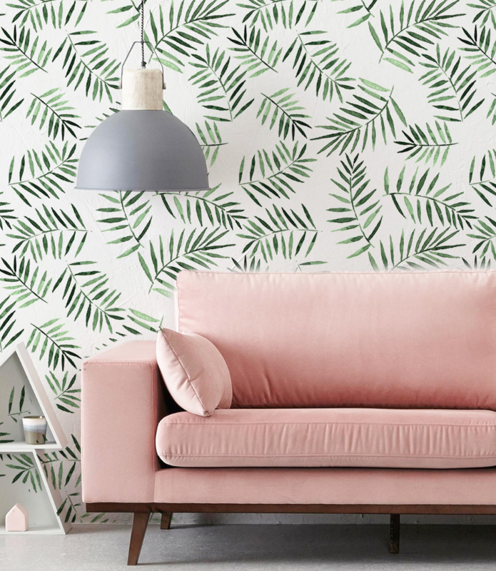 Behang Palm Wit Zwart - HD Wallpaper 