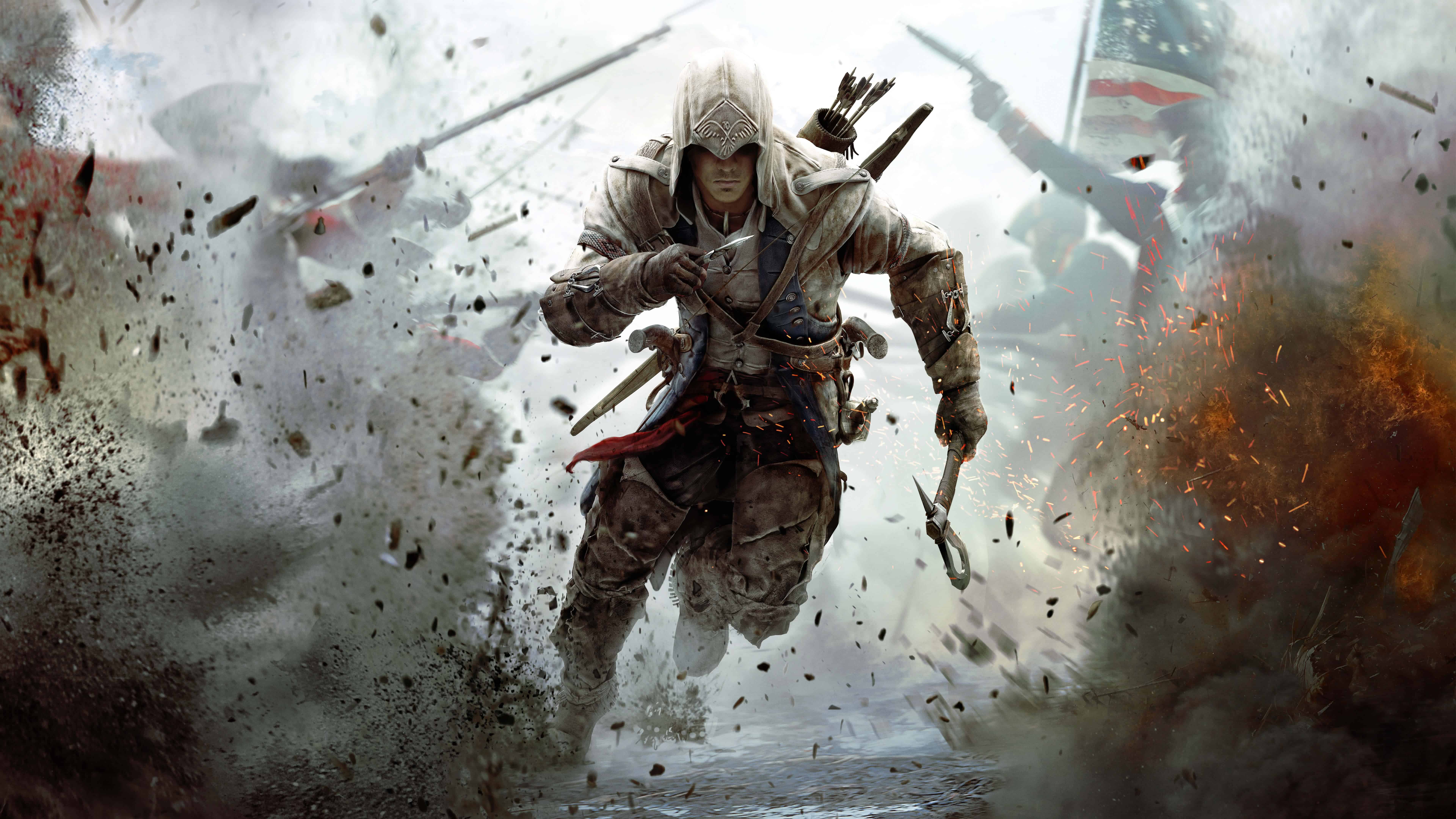Assassins Creed Connor Running 8k Wallpaper - Assassin's Creed 3 Арт -  7680x4320 Wallpaper 
