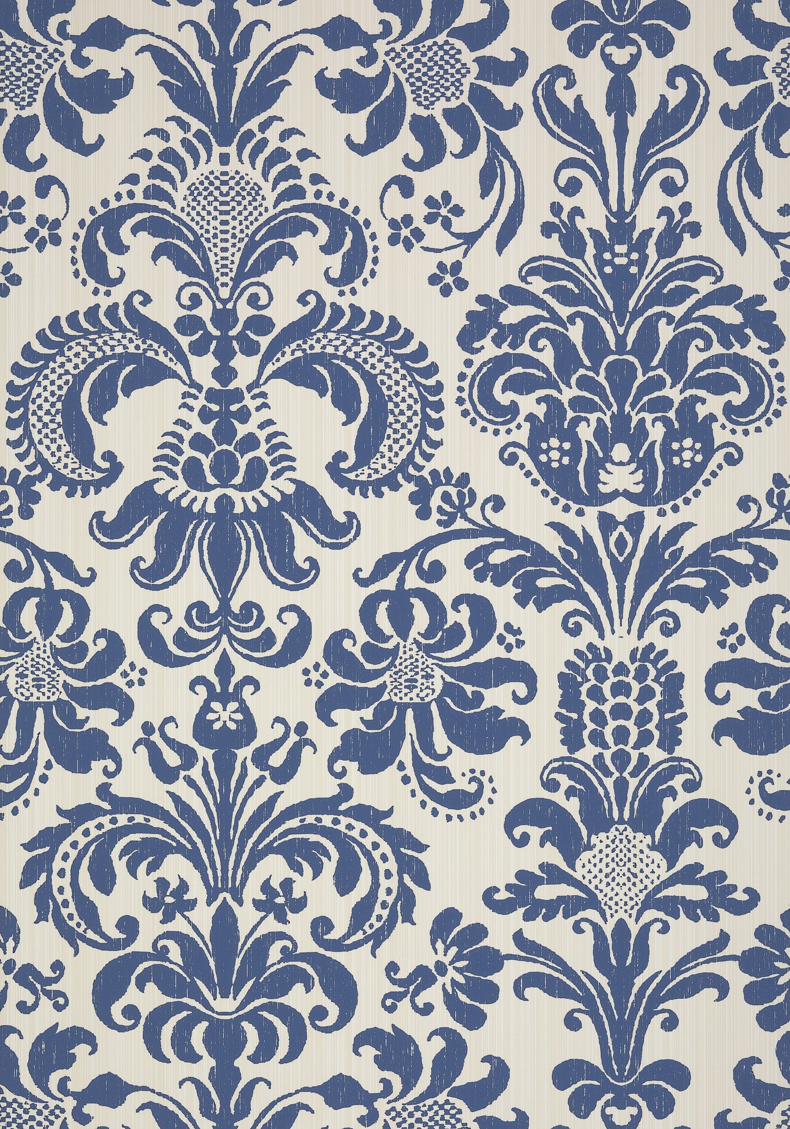 Blue Floral Wallpaper With Navy Colour Block - HD Wallpaper 