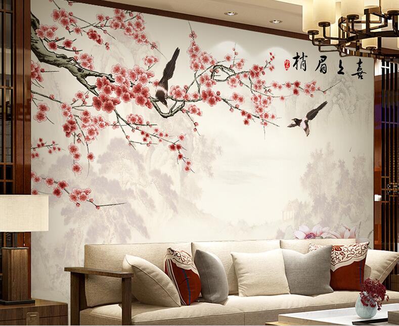 Gaya Cina Dinding Interior Dekoratif 1080 P Penuh Hd - Cherry Blossom - HD Wallpaper 