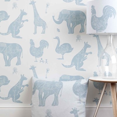Animal Blue Wallpaper Nursery - HD Wallpaper 