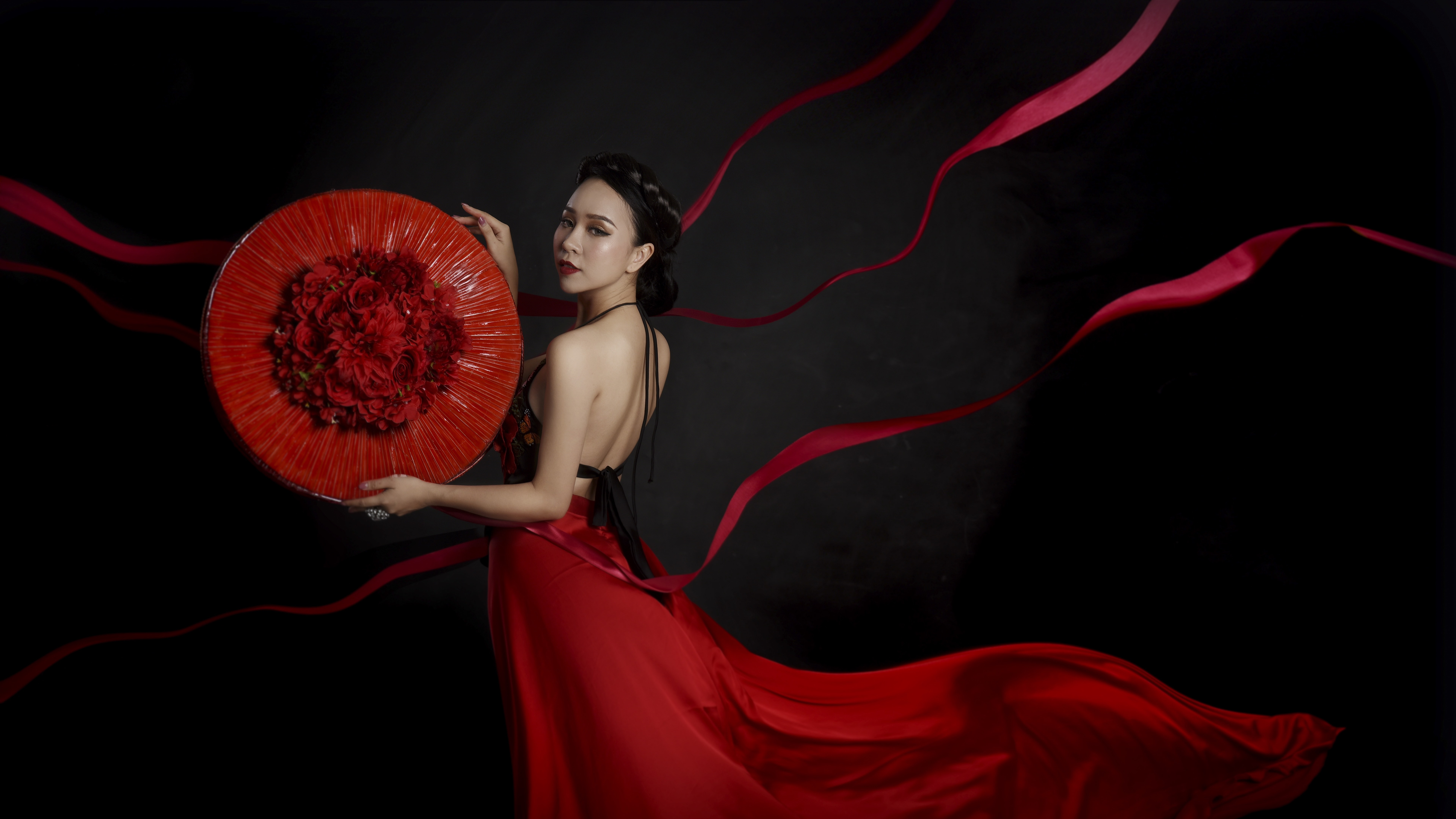 Wallpaper Red Skirt Chinese Girl, Art Photography - Girl - HD Wallpaper 