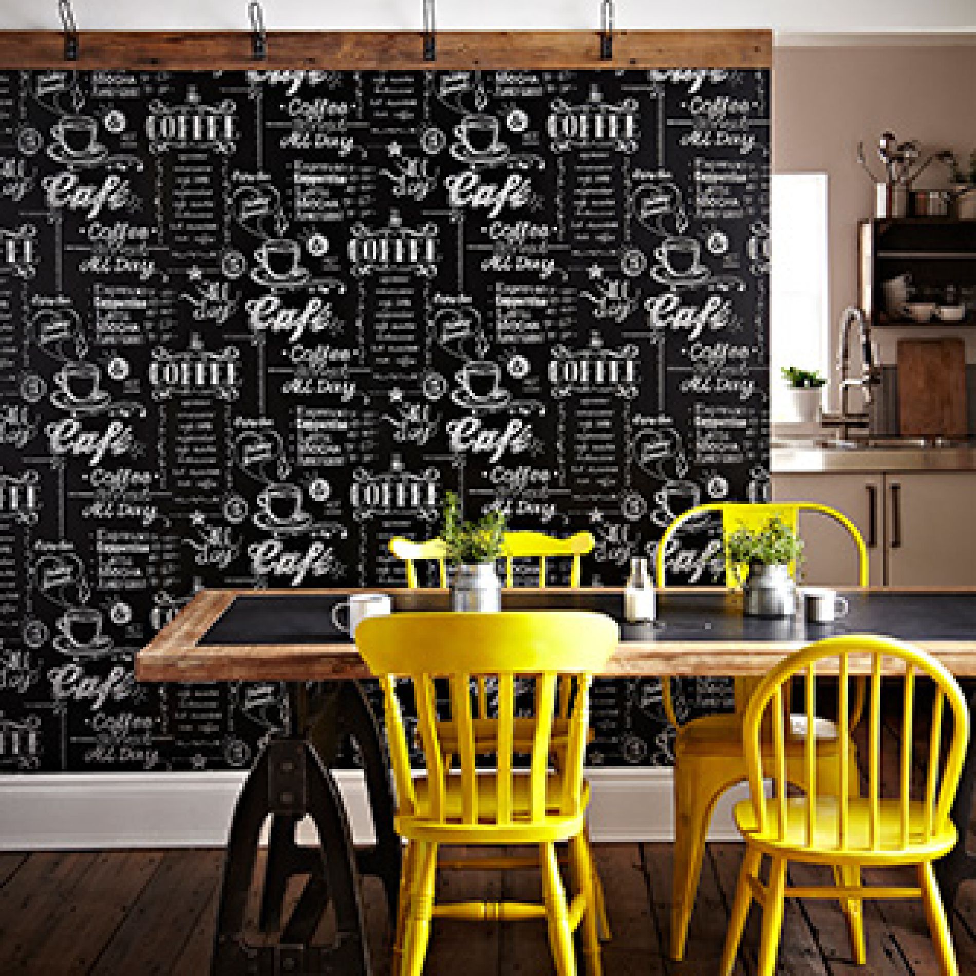 Black And White Wallpaper For Kitchen - HD Wallpaper 