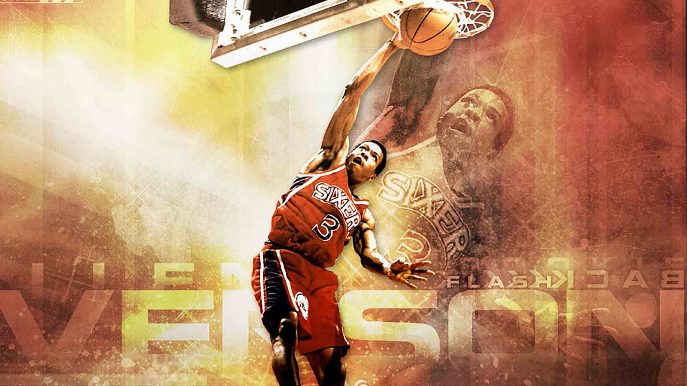 Allen Iverson Sixers Retro Wallpaper - Allen Iverson Dunking - HD Wallpaper 