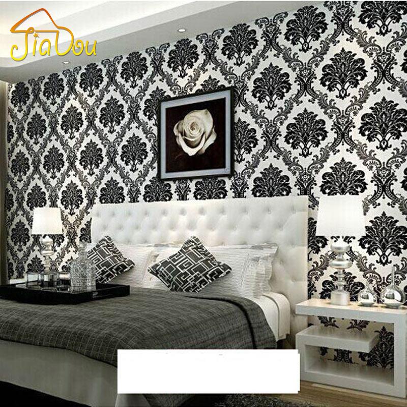 Bedroom Modern Damask Wallpaper Wall - HD Wallpaper 