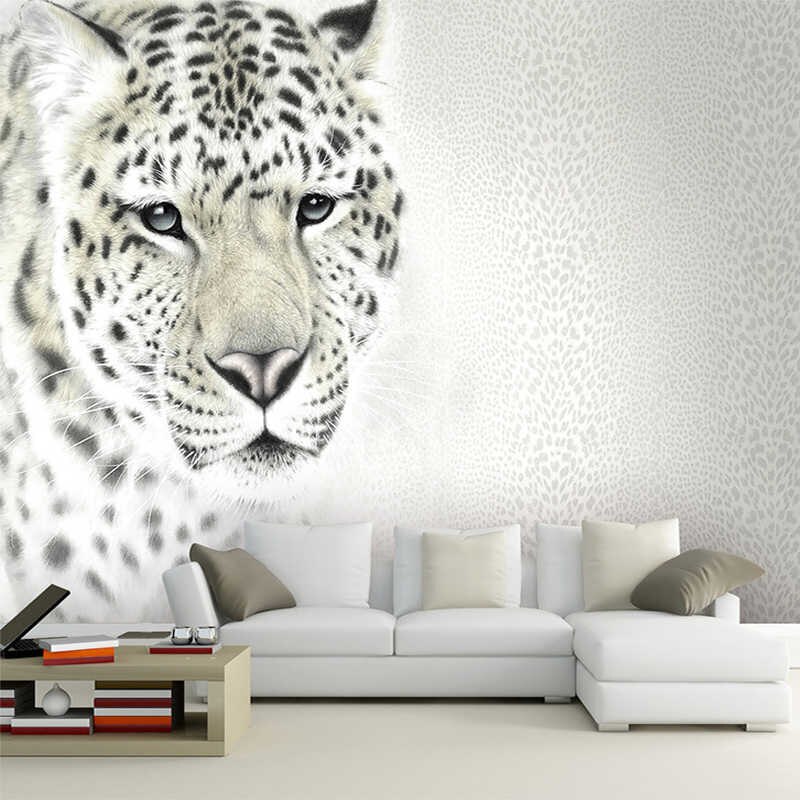 White Snow Leopard Mural - HD Wallpaper 