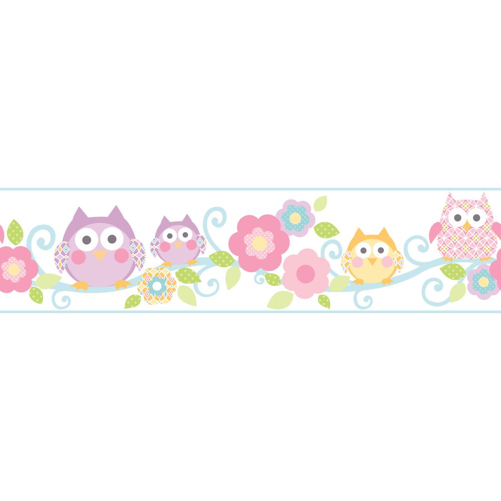 Cool Kids Ks 2214bd Owl Branch Wallpaper Border - Flower Border For Baby - HD Wallpaper 