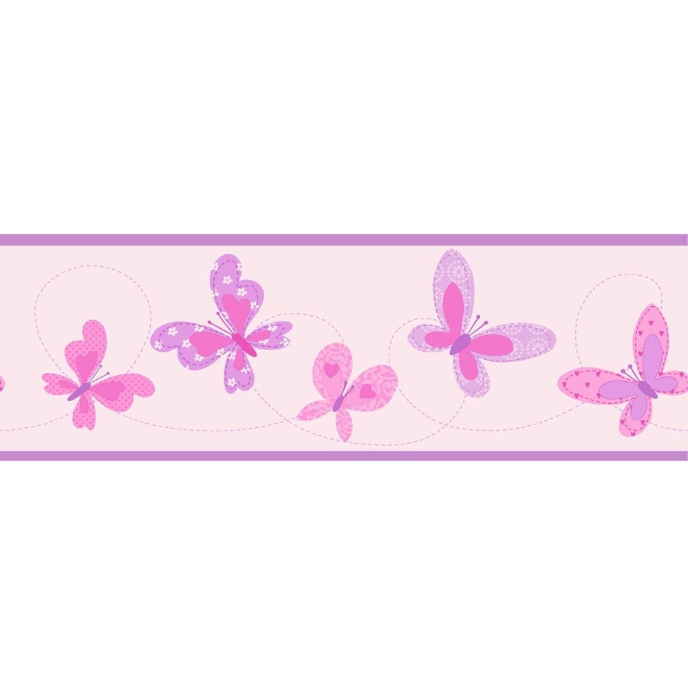 Butterfly Border Designs Pink - HD Wallpaper 