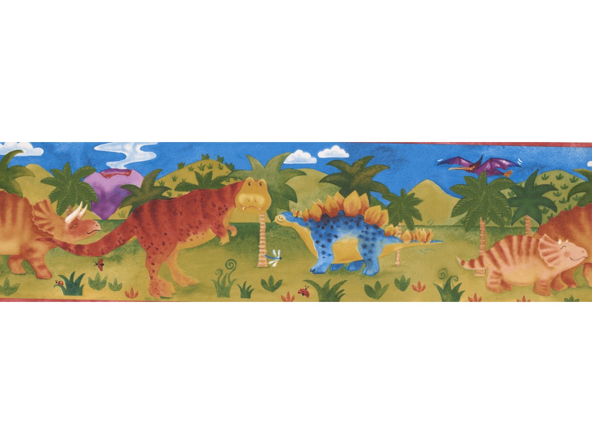 Green Dinosaur Cartoon Border - HD Wallpaper 