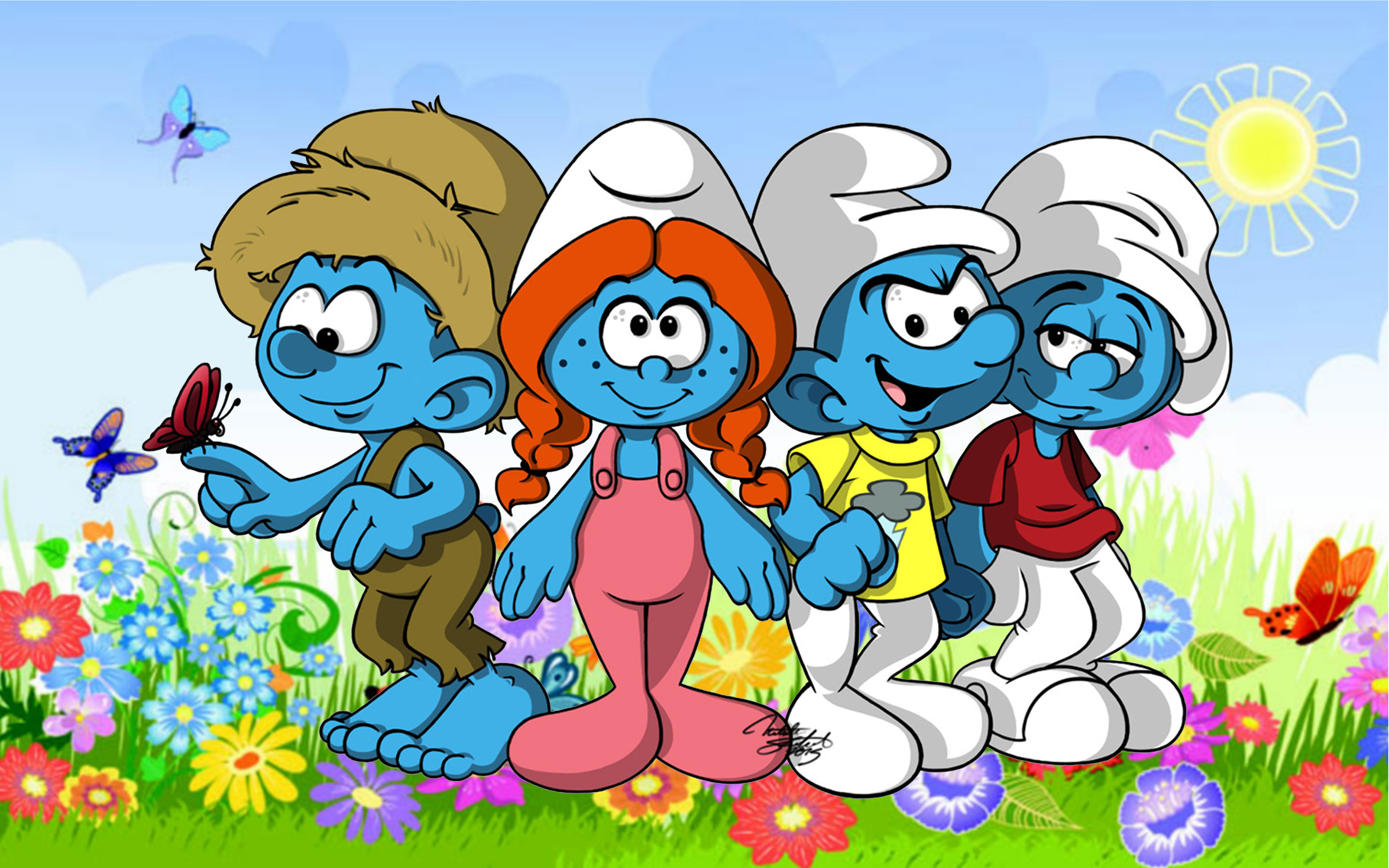 Smurfs In Spring - HD Wallpaper 