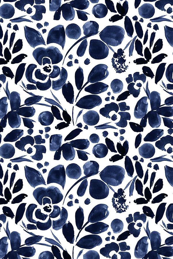 Watercolor Navy Flower Background - HD Wallpaper 