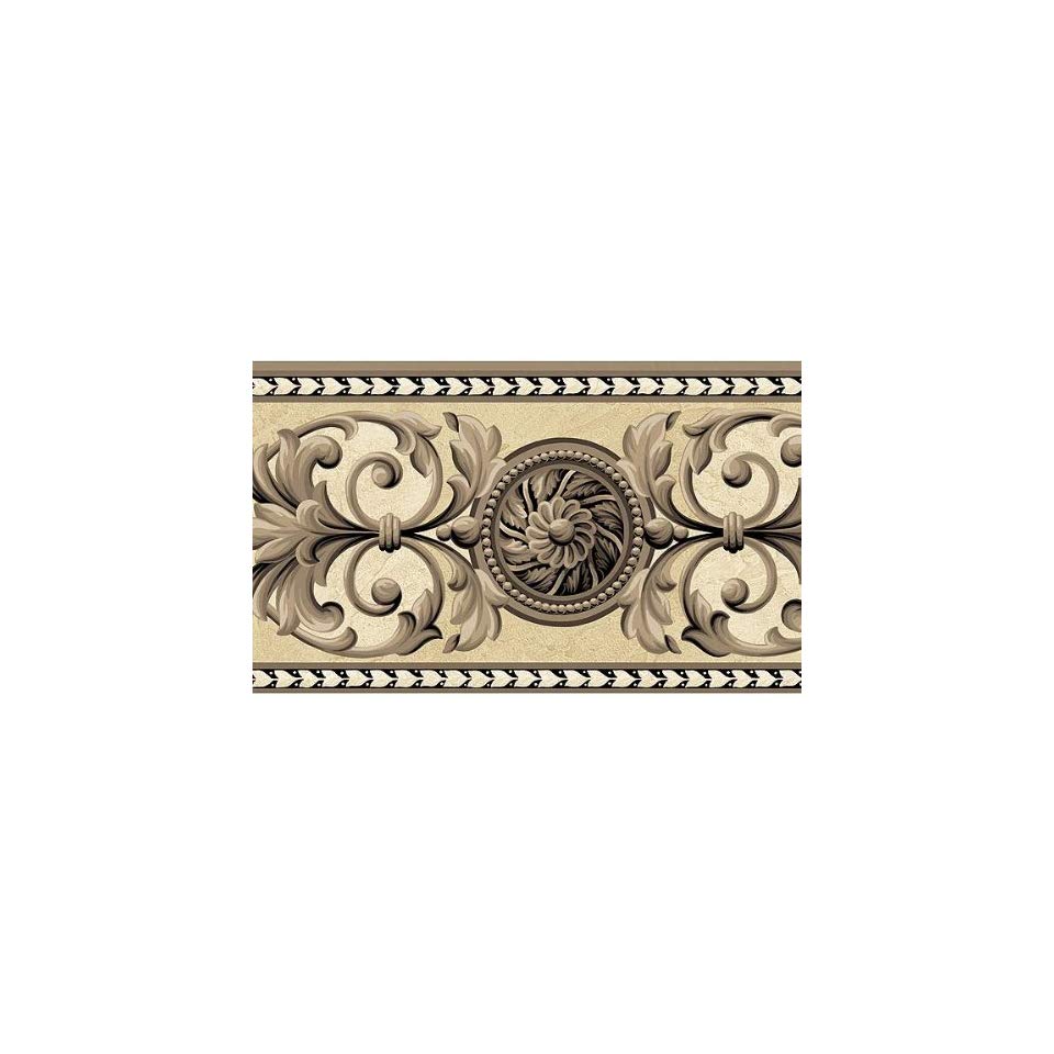 Medallion Beige Black Wallpaper Border - Circle - HD Wallpaper 