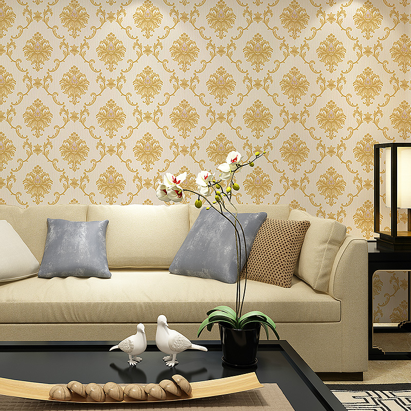 European-style 3d Damascus Deep Pressure Luxury Living - Wallpaper - HD Wallpaper 