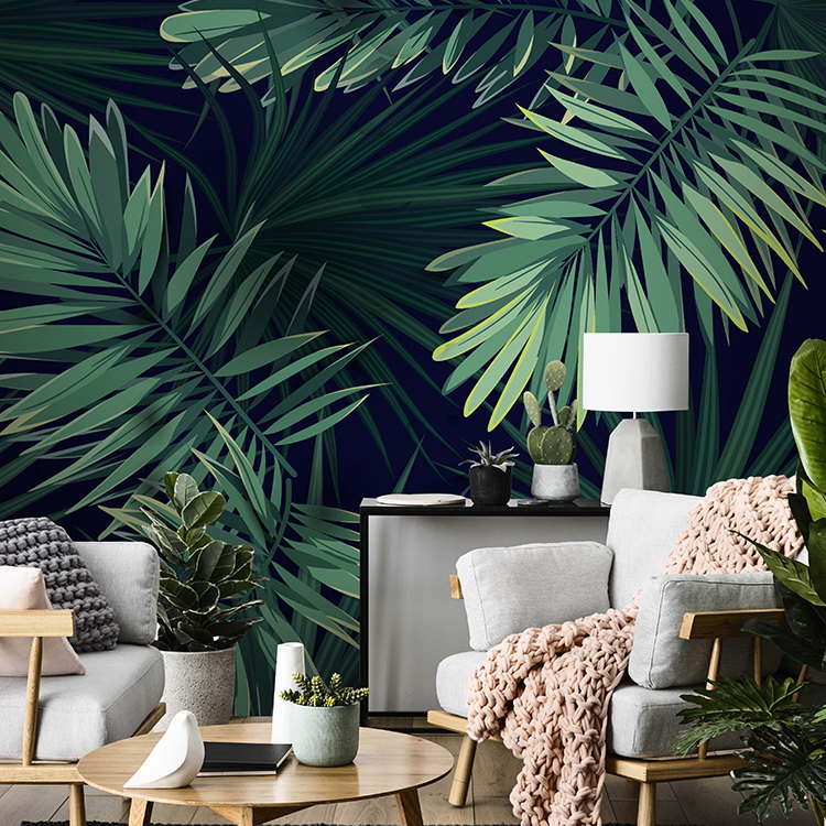 Nordic Green Plants Wallpaper Rainforest Wallpaper - Papier Peint Tropical Vert - HD Wallpaper 